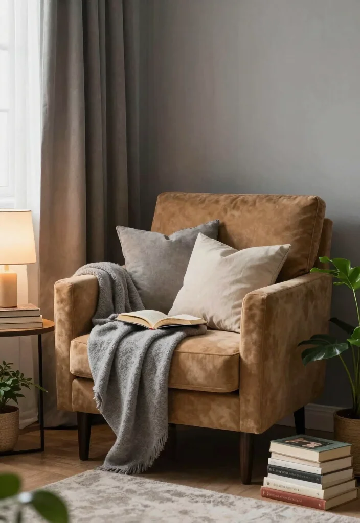 12 Grey and Tan Living Room Ideas for Warm Neutrals 51 12 Grey and Tan Living Room Ideas for Warm Neutrals 11. Cozy Reading Nook 0