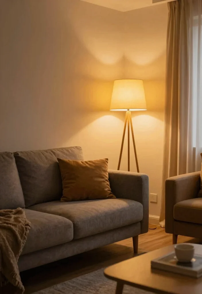 12 Grey and Tan Living Room Ideas for Warm Neutrals 26 12 Grey and Tan Living Room Ideas for Warm Neutrals 6. Warm Lighting for Cozy Vibes 0