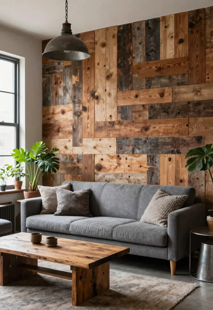 12 Industrial Living Room Ideas with Raw Texture 1 12 Industrial Living Room Ideas with Raw Texture 1. Reclaimed Wood Walls 0