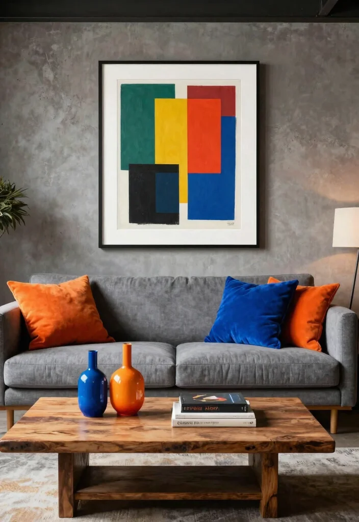 12 Industrial Living Room Ideas with Raw Texture 60 12 Industrial Living Room Ideas with Raw Texture 10. Bold Color Accents 0