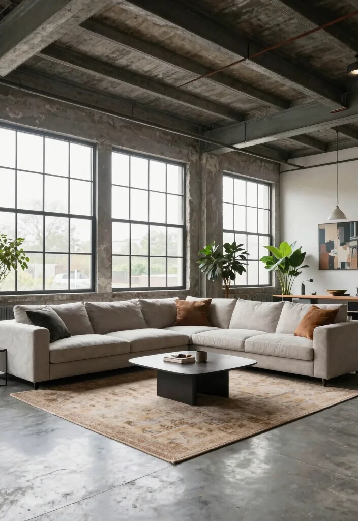 12 Industrial Living Room Ideas with Raw Texture 62 12 Industrial Living Room Ideas with Raw Texture 12. Open Space Layout 0