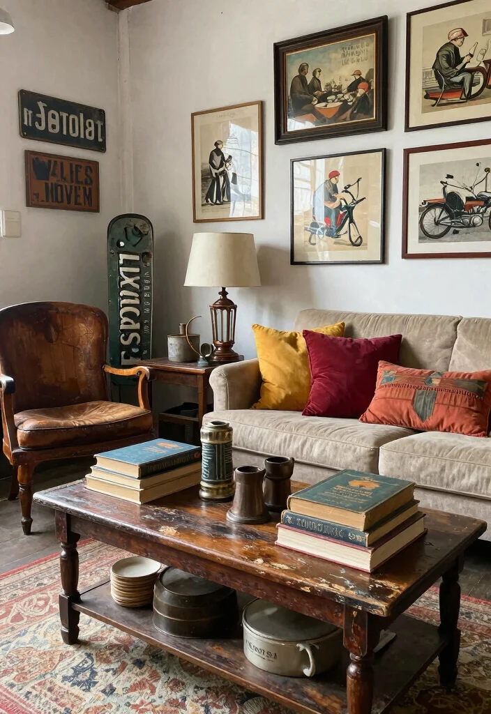 12 Industrial Living Room Ideas with Raw Texture 59 12 Industrial Living Room Ideas with Raw Texture 9. Vintage Finds 0