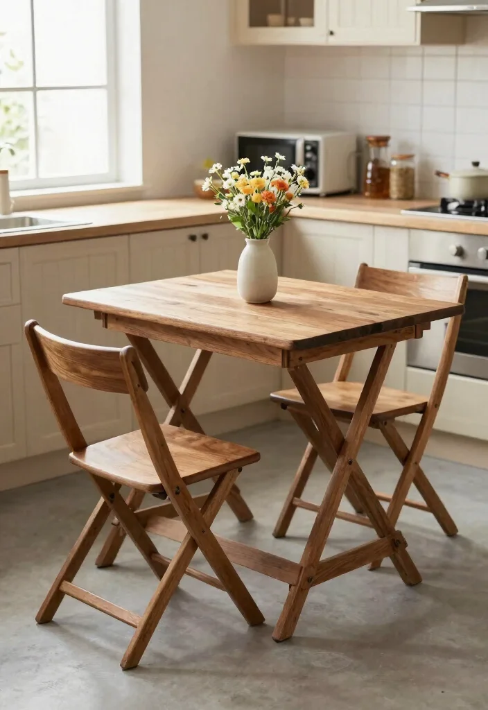 12 Kitchen Furniture Ideas for Flexible Layouts 7. Foldable Bistro Tables 0