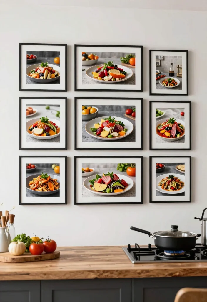 12 Kitchen Gallery Wall Ideas That Add Personality 11. Framed Food Photography 0