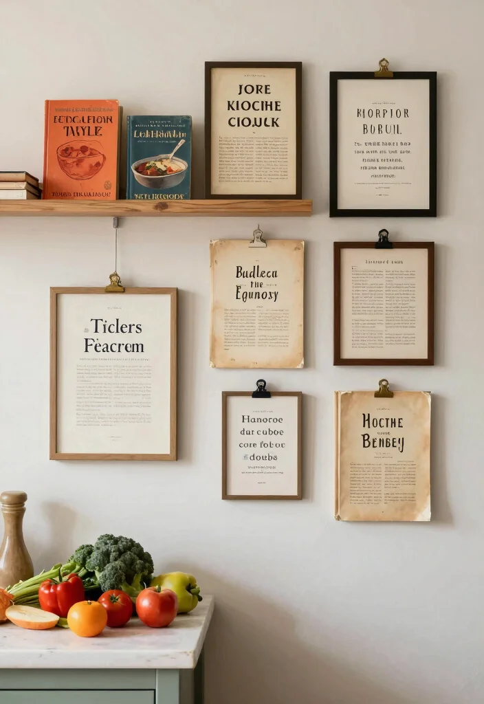 12 Kitchen Gallery Wall Ideas That Add Personality 39 12 Kitchen Gallery Wall Ideas That Add Personality 9. Collage of Vintage Cookbooks 0