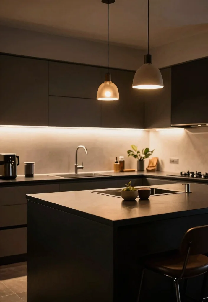 12 Kitchen Ideas with Black Countertops for Bold Style 25 12 Kitchen Ideas with Black Countertops for Bold Style 5. Layered Lighting for Impact 0