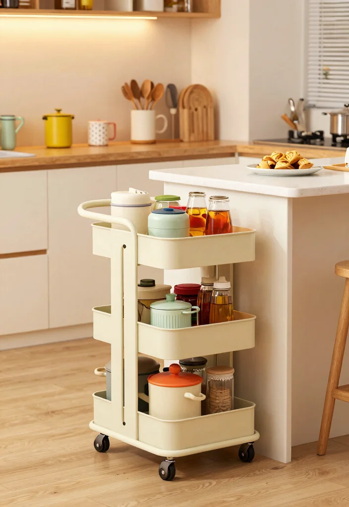 12 Kitchen Island Extension Ideas for Extra Space 6. Compact Rolling Cart 0