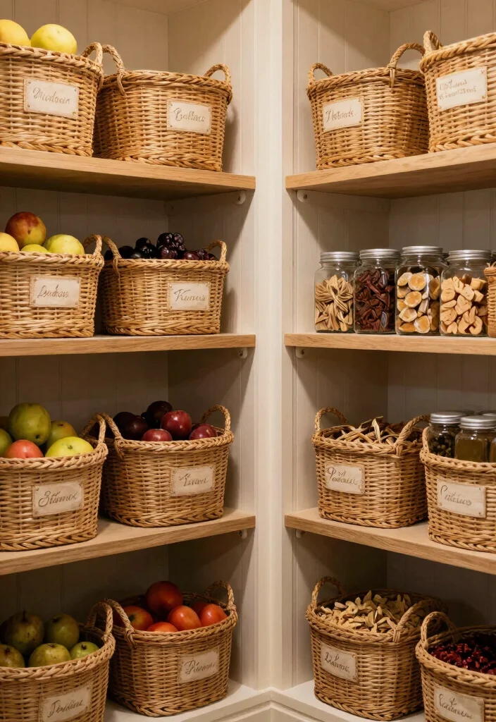12 Kitchen Pantry Ideas for Organized Storage 59 12 Kitchen Pantry Ideas for Organized Storage 9. Baskets for Easy Grouping 0
