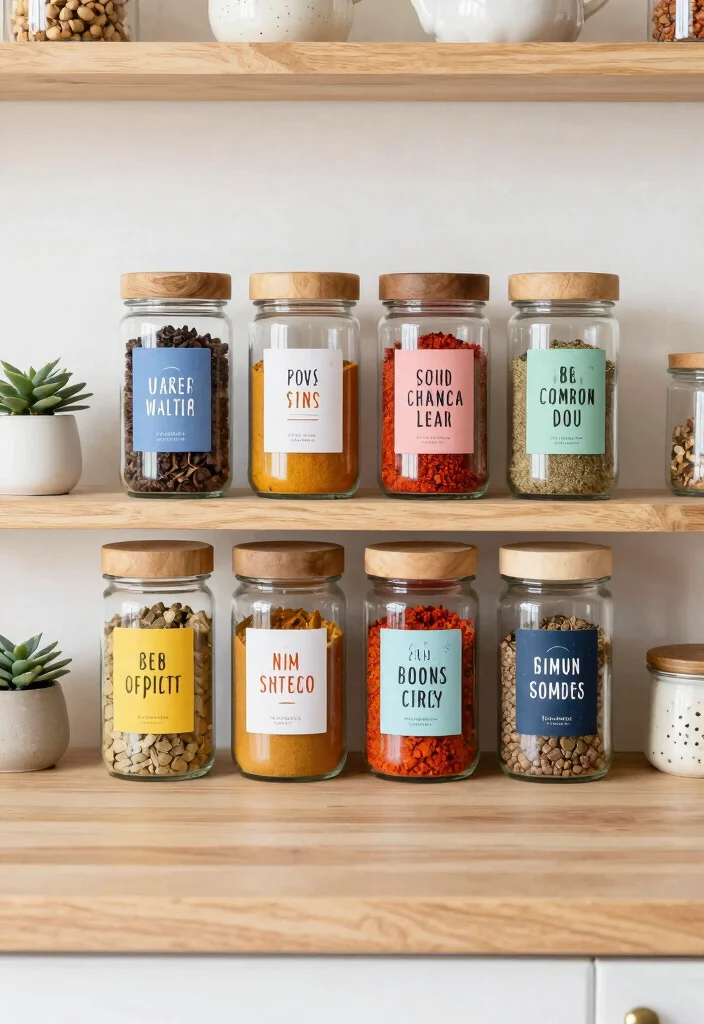 12 Kitchen Spice Rack Ideas for Easy Organization 10. Creative Spice Jar Labels 0