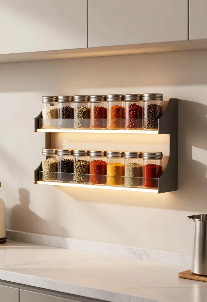 12 Kitchen Spice Rack Ideas for Easy Organization 11. Spice Rack with Built In Lighting 0