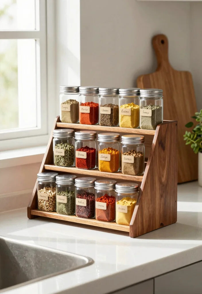 12 Kitchen Spice Rack Ideas for Easy Organization 2. Tiered Spice Rack Organizer 0
