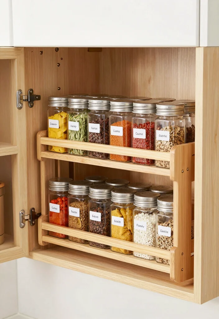 12 Kitchen Spice Rack Ideas for Easy Organization 8. Pull Out Spice Rack 0
