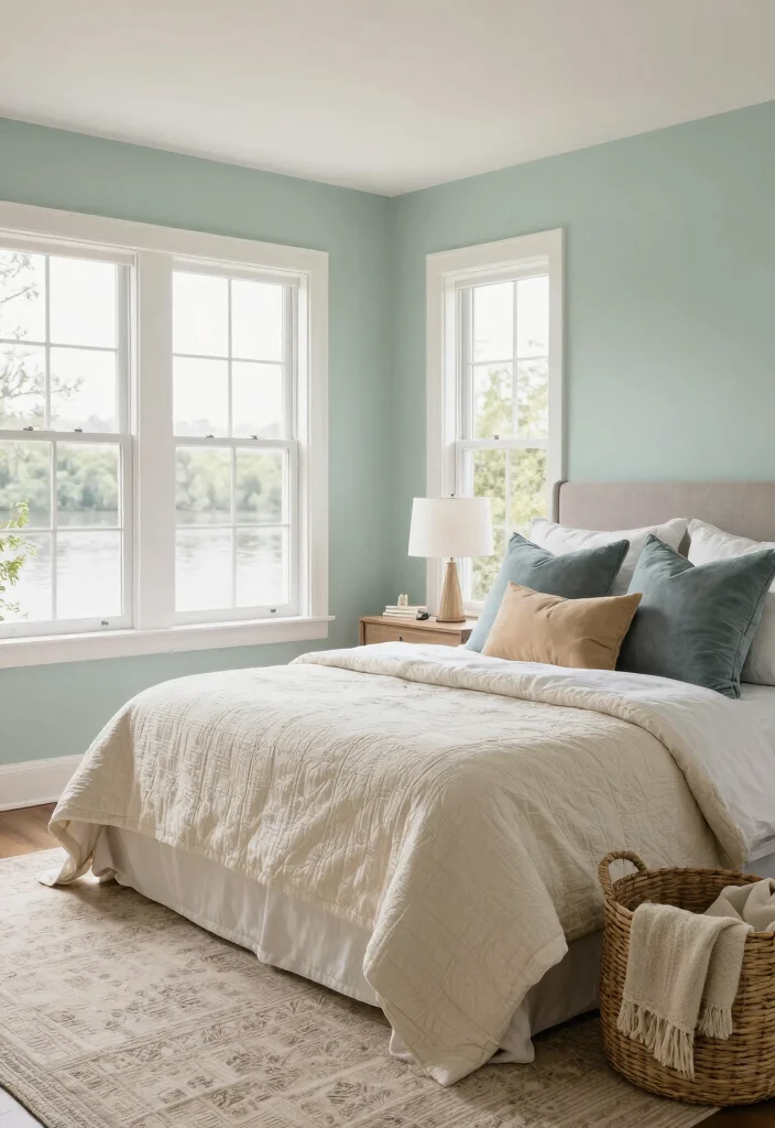 12 Lake House Bedroom Ideas with Relaxed Cozy Vibes 2. Soft Color Palettes 0
