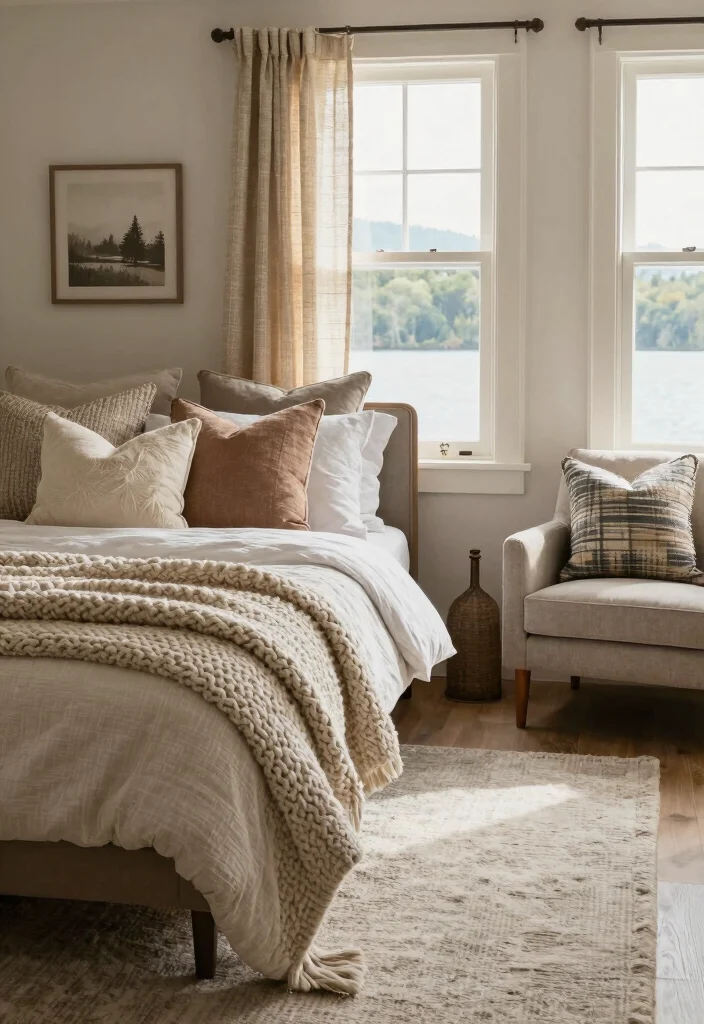 12 Lake House Bedroom Ideas with Relaxed Cozy Vibes 5. Cozy Textiles 0