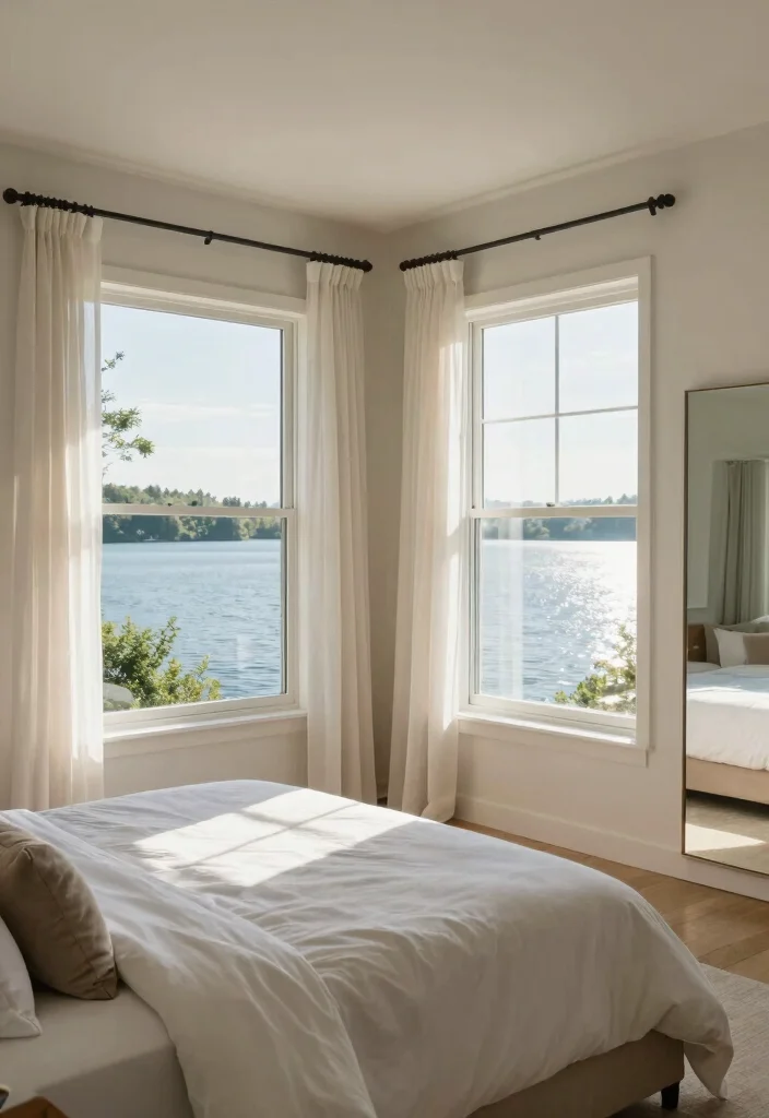 12 Lake House Bedroom Ideas with Relaxed Cozy Vibes 7. Natural Light Focus 0