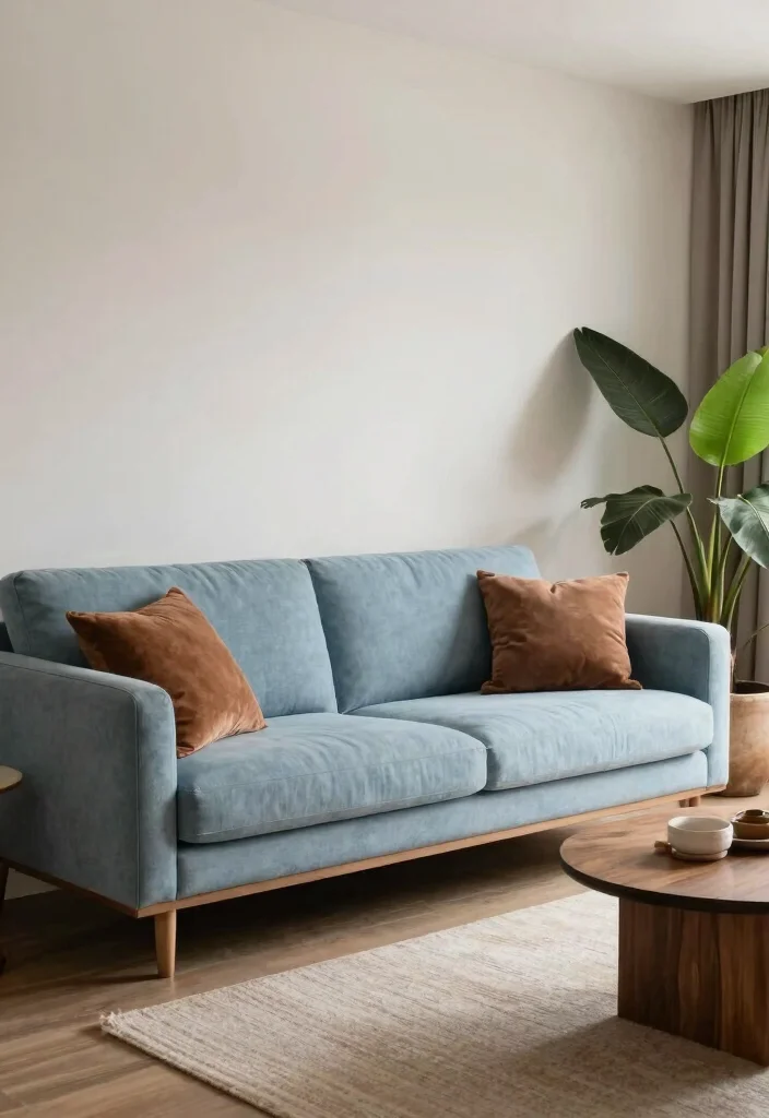 12 Light Blue Couch Living Room Ideas for a Fresh Look 11. Earthy Tones Accent 0