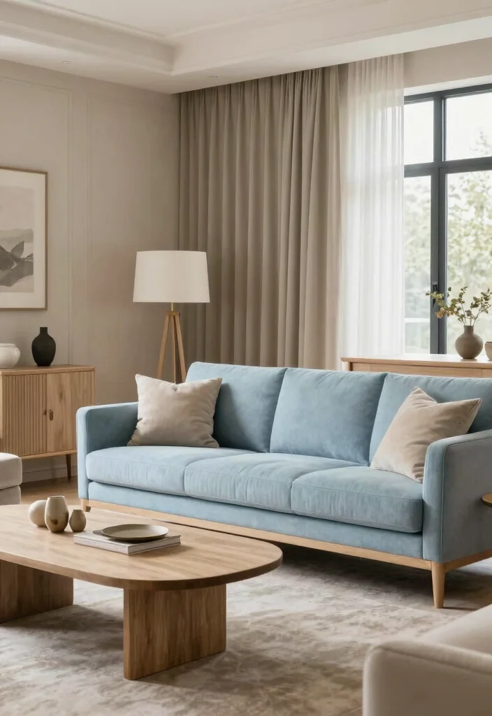12 Light Blue Couch Living Room Ideas for a Fresh Look 6. Elegant Neutrals 0