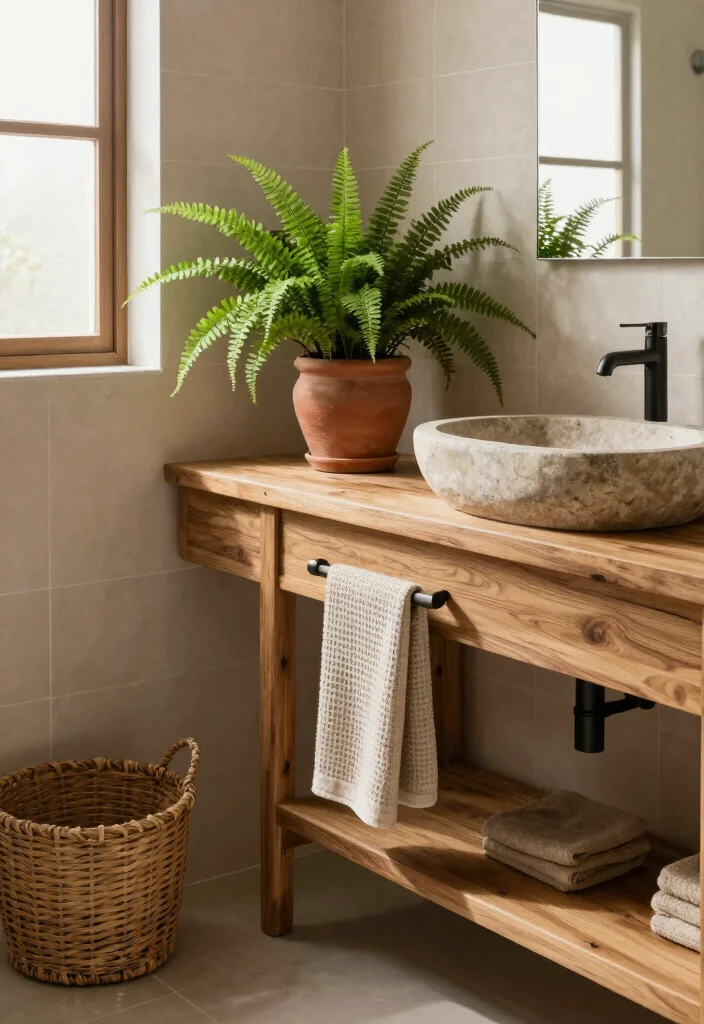 12 Light Brown Bathroom Ideas with Warm Natural Tones 1. Embrace Earthy Textures 0