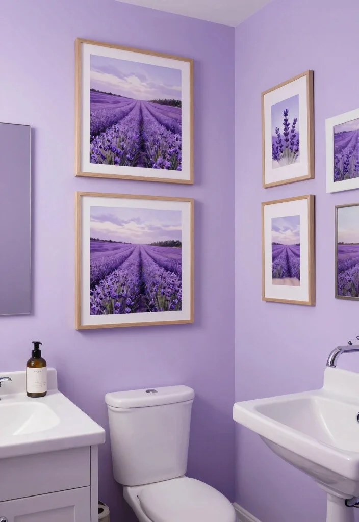 12 Lilac Bathroom Ideas for a Soft Fresh Palette 12. Custom Artwork 0