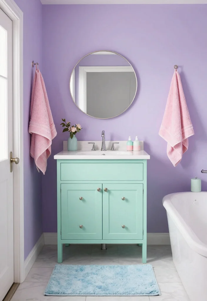 12 Lilac Bathroom Ideas for a Soft Fresh Palette 3. Pastel Color Schemes 0