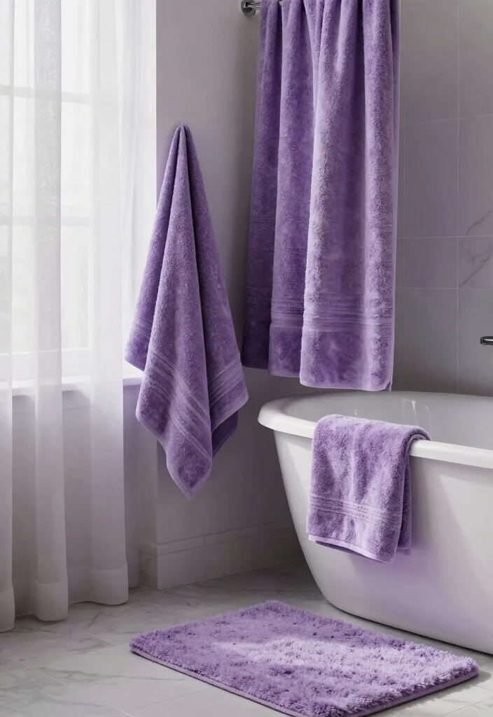 12 Lilac Bathroom Ideas for a Soft Fresh Palette 6. Textured Fabrics 0