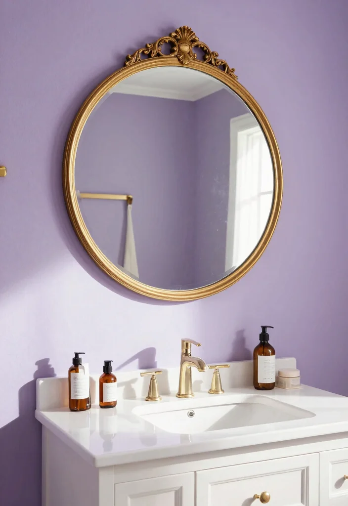 12 Lilac Bathroom Ideas for a Soft Fresh Palette 7. Statement Mirrors 0