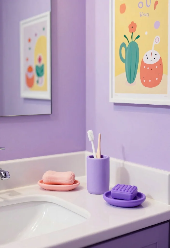 12 Lilac Bathroom Ideas for a Soft Fresh Palette 9. Whimsical Accessories 0