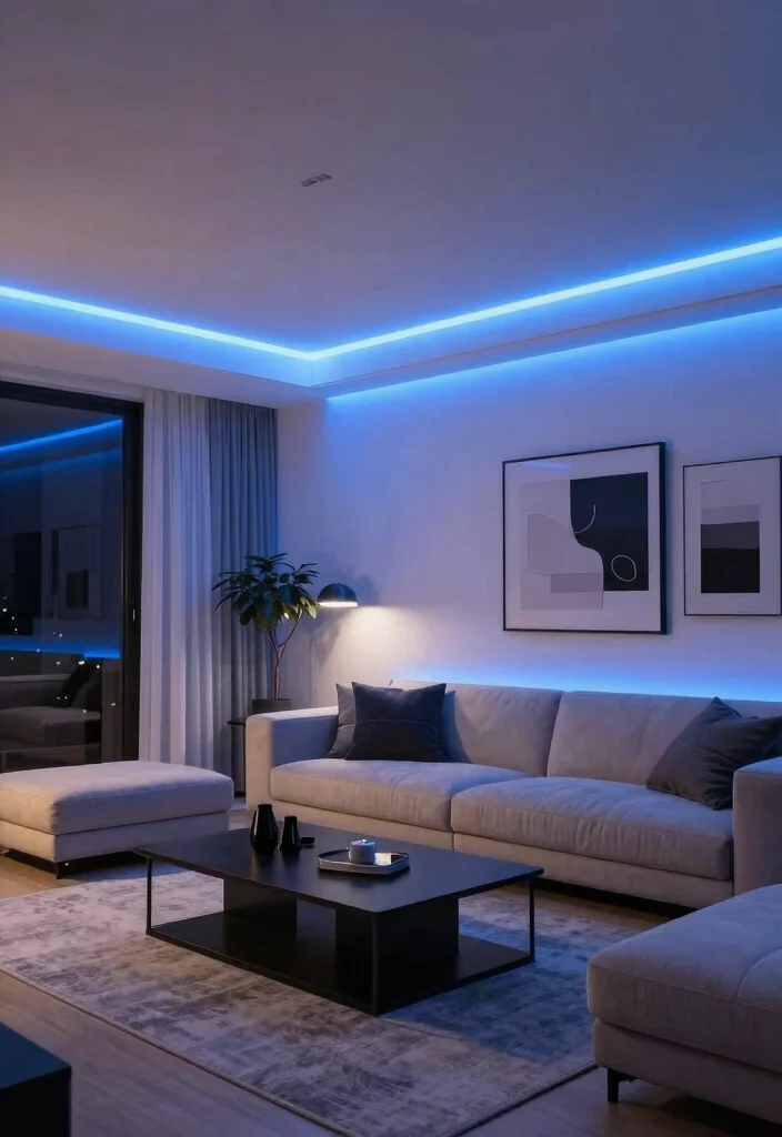 12 Living Room Ceiling Light Ideas for Better Ambience 49 12 Living Room Ceiling Light Ideas for Better Ambience 9. Smart LED Strip Lighting 0