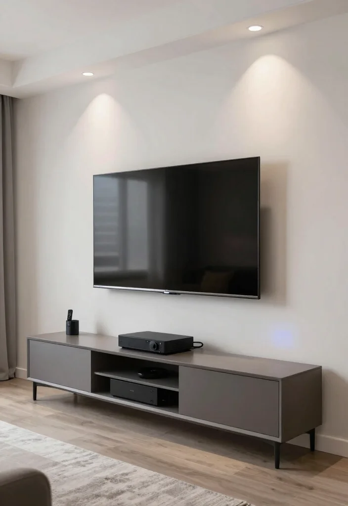 12 Mens Living Room Ideas with Clean Modern Vibes 10. Modern Technology Integration 0