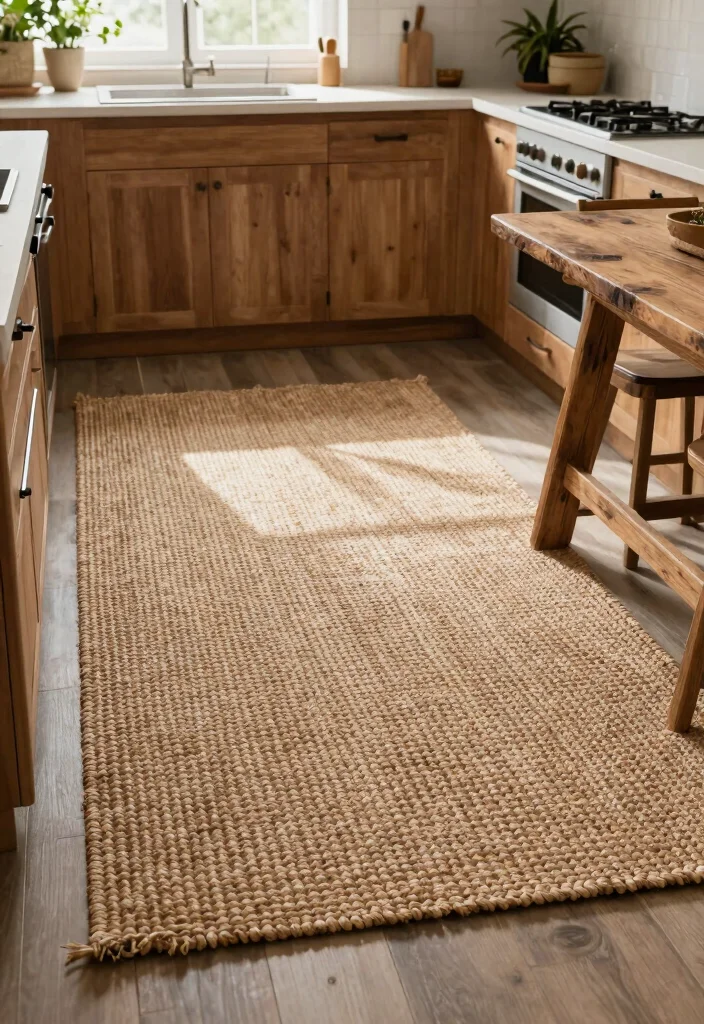 12 Natural Kitchen Ideas with Warm Organic Touches 4. Natural Fiber Rugs 0