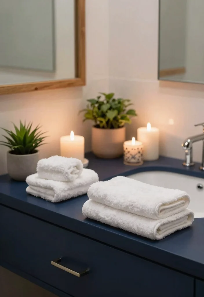 12 Navy Vanity Bathroom Ideas for a Classic Nautical Look 11. Spa Like Atmosphere 0