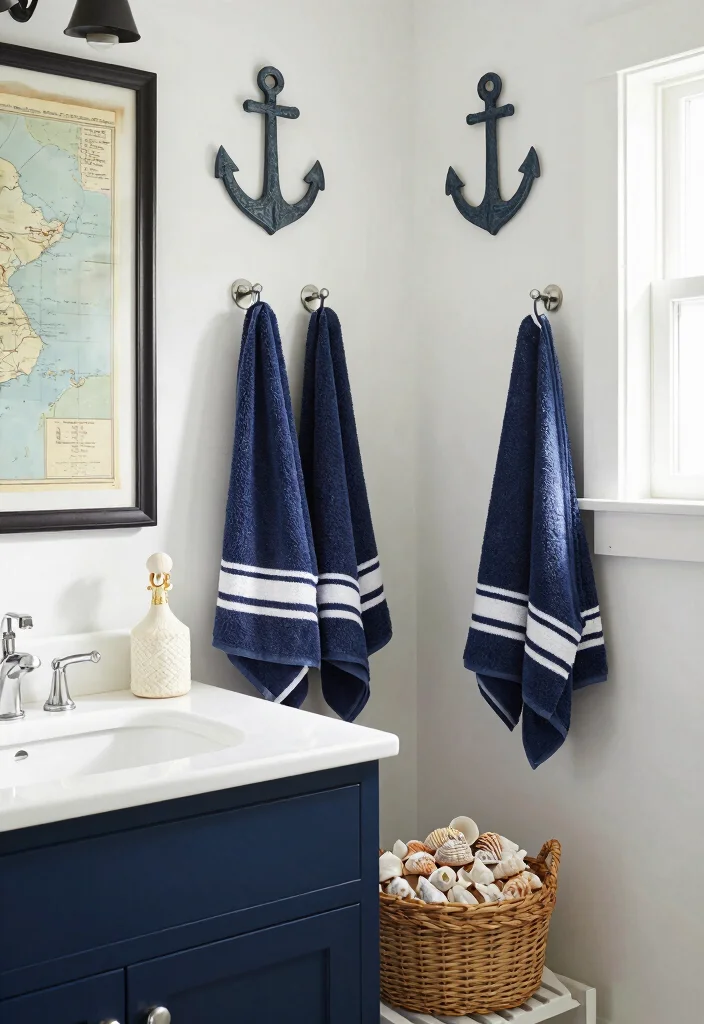 12 Navy Vanity Bathroom Ideas for a Classic Nautical Look 3. Nautical Themed Accessories 0