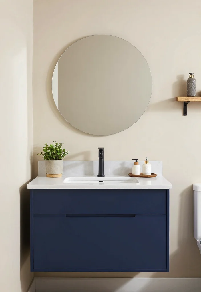 12 Navy Vanity Bathroom Ideas for a Classic Nautical Look 4. Two Tone Vanity Designs 0