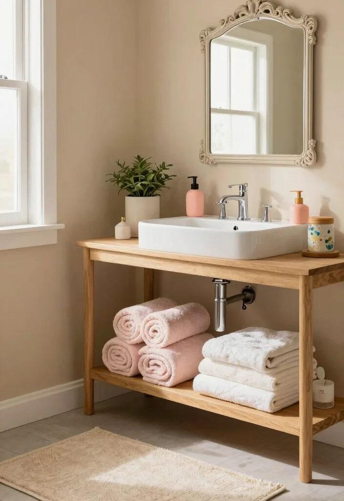 12 Pastel Bathroom Ideas for a Light Playful Look 1. Soothing Sandy Beige 0