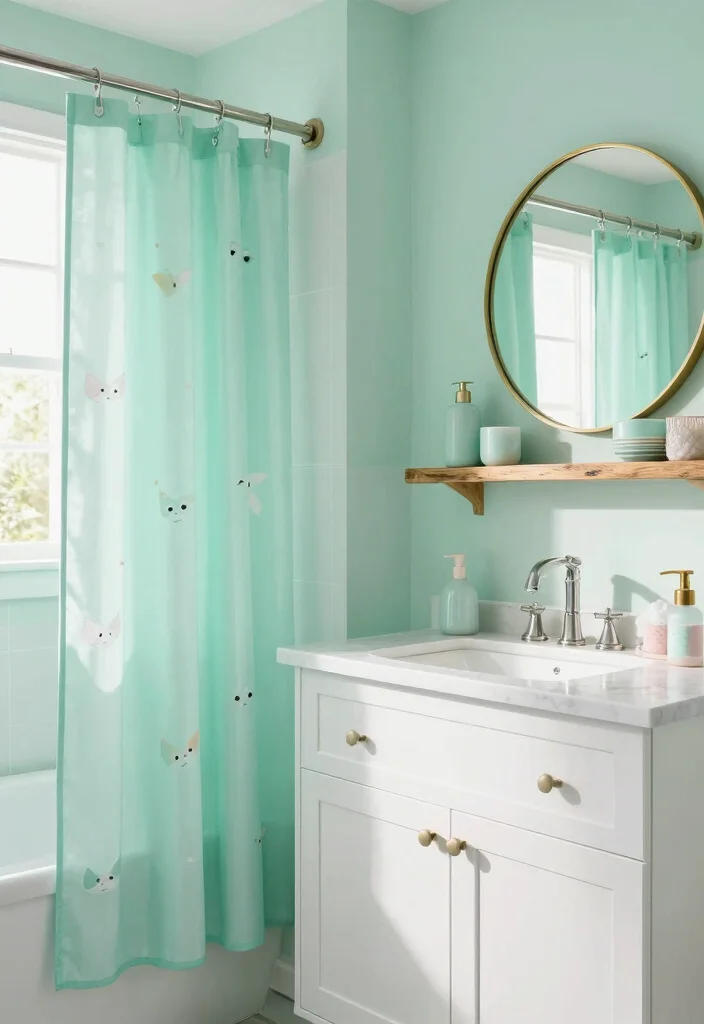 12 Pastel Bathroom Ideas for a Light Playful Look 2. Minty Fresh Vibes 0