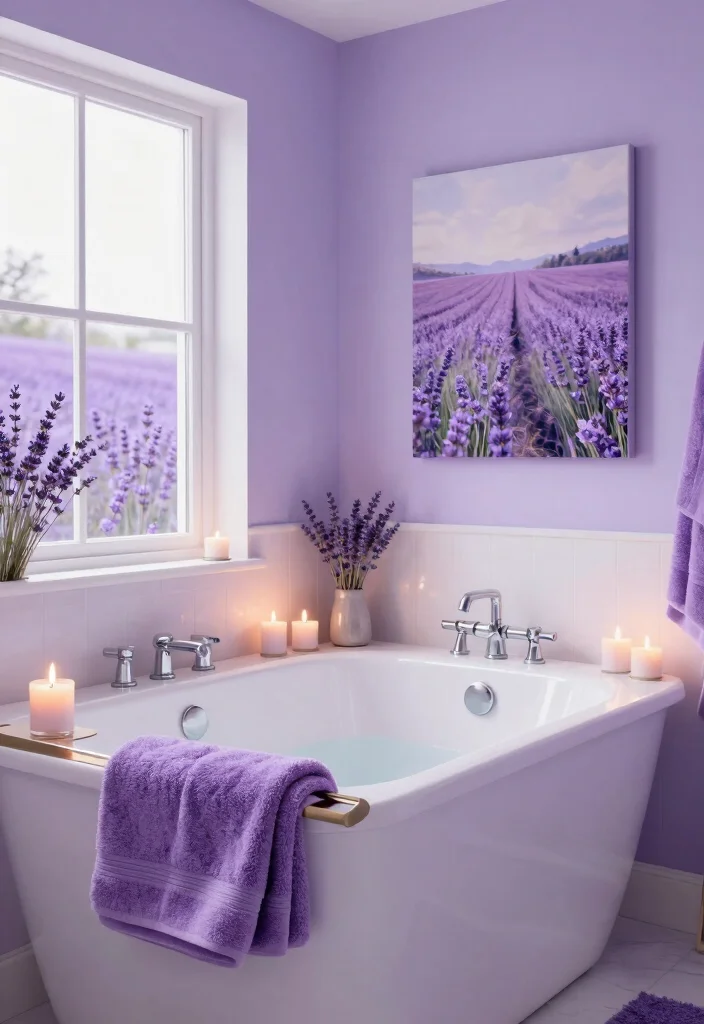 12 Pastel Bathroom Ideas for a Light Playful Look 3. Lavender Escape 0