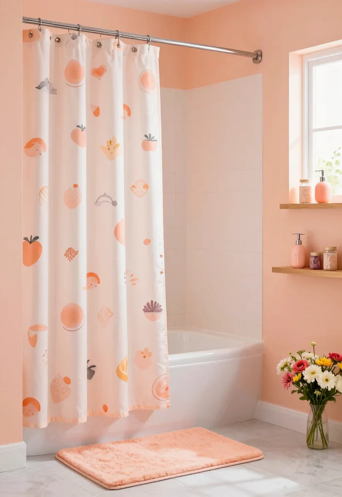 12 Pastel Bathroom Ideas for a Light Playful Look 4. Peachy Keen Accents 0