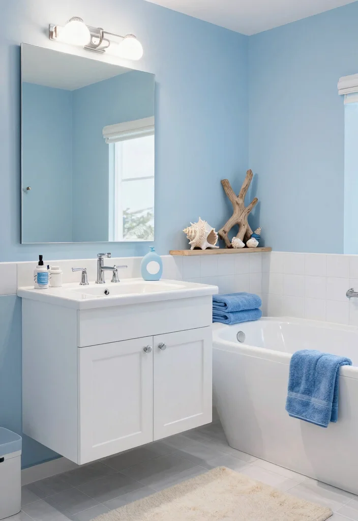 12 Pastel Bathroom Ideas for a Light Playful Look 5. Light Sky Blue Serenity 0