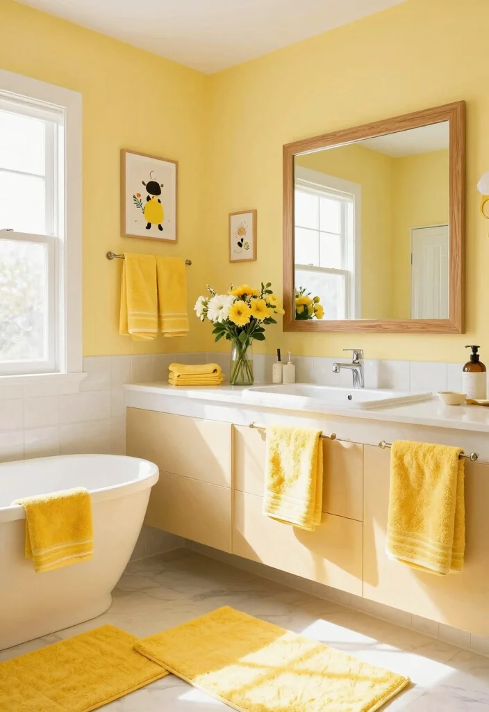 12 Pastel Bathroom Ideas for a Light Playful Look 6. Soft Butter Yellow 0
