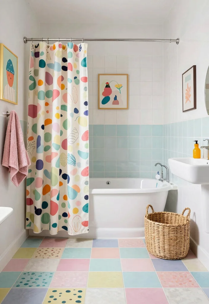12 Pastel Bathroom Ideas for a Light Playful Look 9. Playful Patterns and Textures 0
