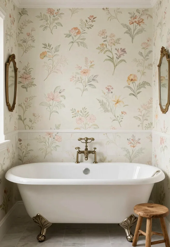 12 Peel and Stick Bathroom Wallpaper Ideas That Actually Work 60 12 Peel and Stick Bathroom Wallpaper Ideas That Actually Work 10. Vintage Charm 0