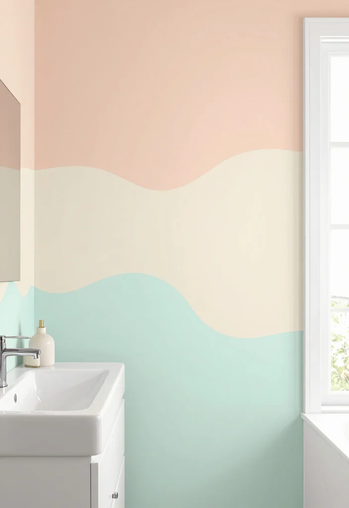 12 Peel and Stick Bathroom Wallpaper Ideas That Actually Work 62 12 Peel and Stick Bathroom Wallpaper Ideas That Actually Work 12. Minimalist Color Blocking 0