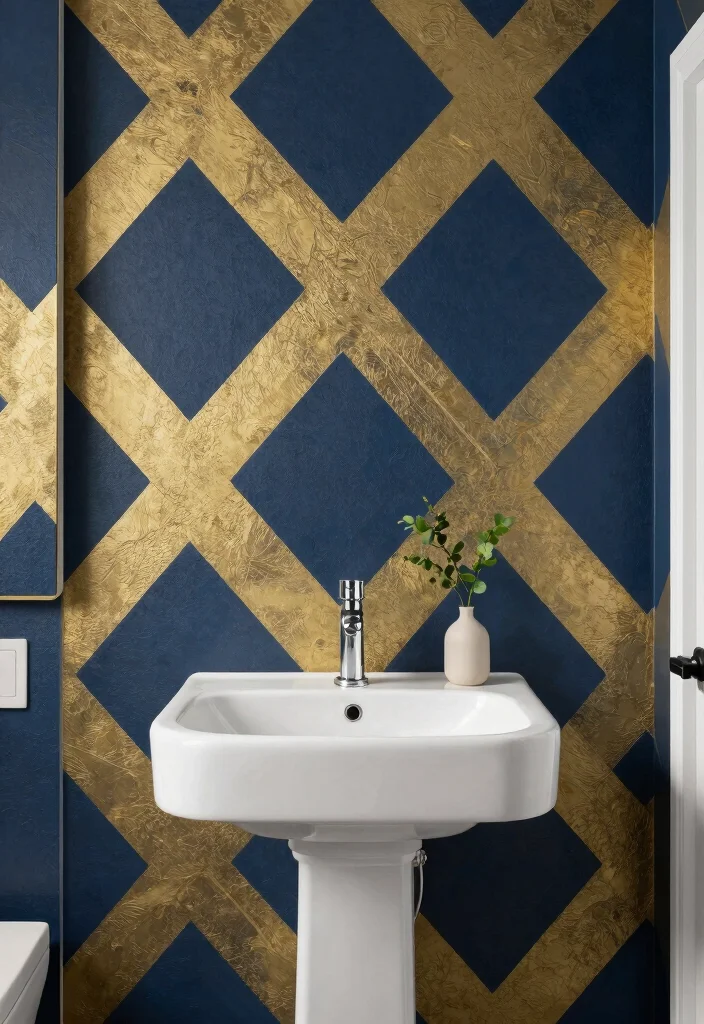 12 Peel and Stick Bathroom Wallpaper Ideas That Actually Work 13 12 Peel and Stick Bathroom Wallpaper Ideas That Actually Work 3. Geometric Accents 0