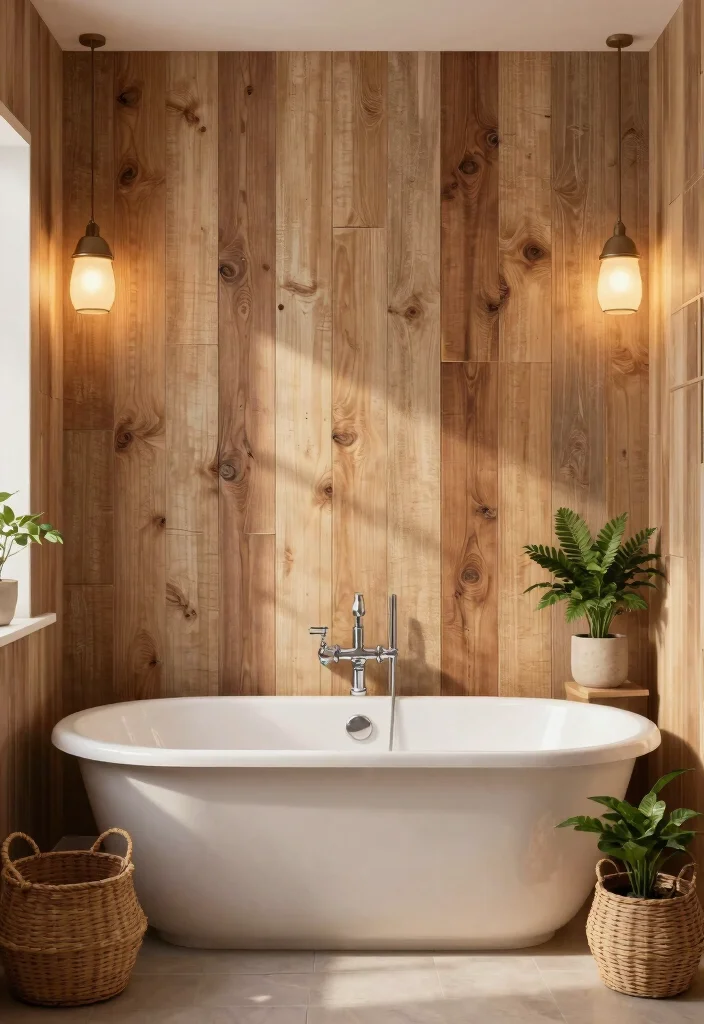 12 Peel and Stick Bathroom Wallpaper Ideas That Actually Work 25 12 Peel and Stick Bathroom Wallpaper Ideas That Actually Work 5. Rustic Wood Paneling 0