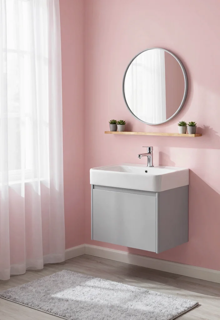 12 Pink and Gray Bathroom Ideas for Soft Modern Contrast 1. Soft Pink Hues for a Calming Retreat 0