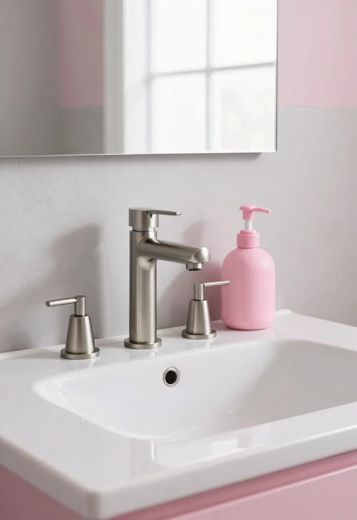 12 Pink and Gray Bathroom Ideas for Soft Modern Contrast 11. Updated Fixtures for a Modern Touch 0