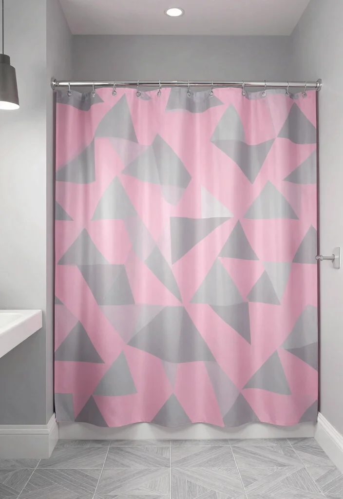 12 Pink and Gray Bathroom Ideas for Soft Modern Contrast 5. Geometric Patterns for Modern Flair 0