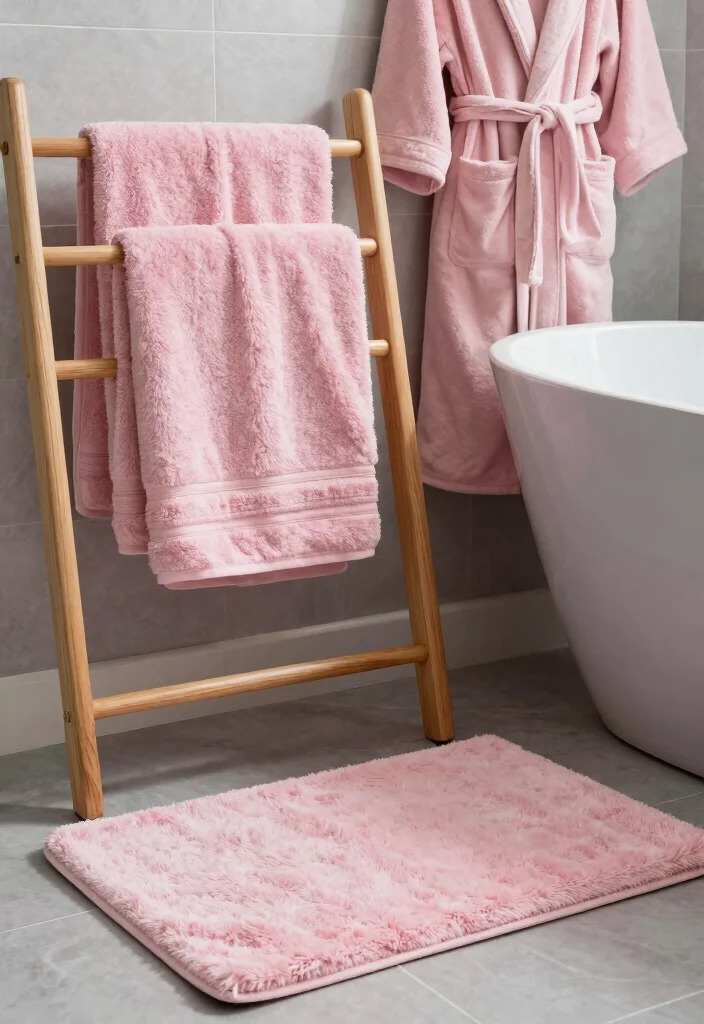 12 Pink and Gray Bathroom Ideas for Soft Modern Contrast 7. Luxurious Textiles in Soft Colors 0