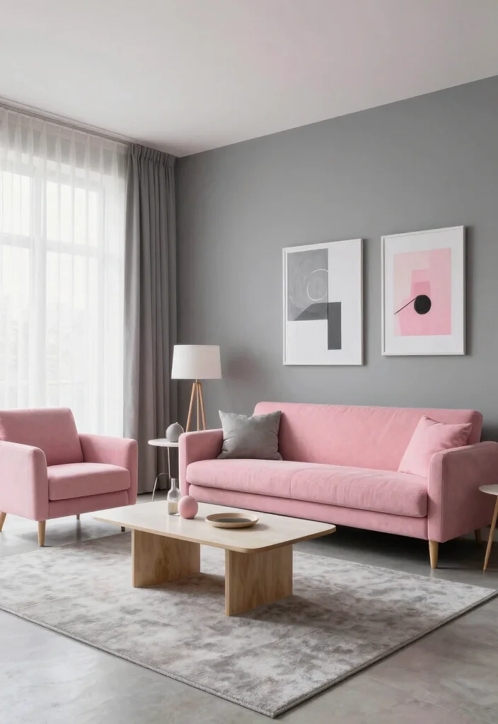12 Pink and Grey Living Room Ideas with Soft Balance 2 12 Pink and Grey Living Room Ideas with Soft Balance 2. Grey Walls with Pink Furnishings 0