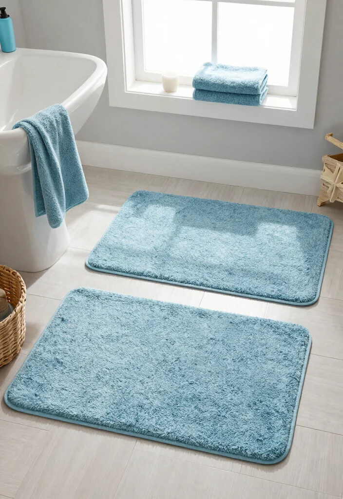 12 Pool House Bathroom Ideas for Easy Clean Coastal Style 11. Cozy Bath Mats 0